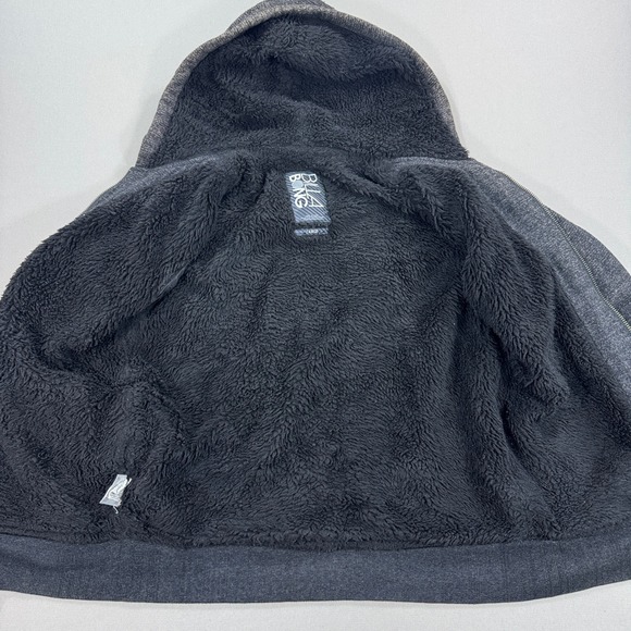 Y2K Billabong Sherpa Lined Hoodie Mens Large Black Full Zip Spell Out Streetwear - Picture 3 of 9